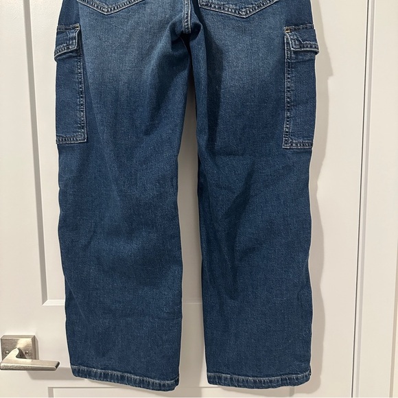 Gap ‘90’s Loose Fit Cargo Mid Rise Blue Denim Jeans Waist 30 Petite Women’s - Picture 9 of 13